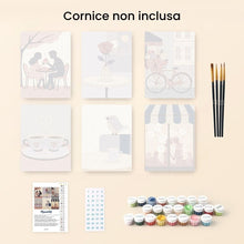 Carica l&#39;immagine nel visualizzatore di Gallery, Mini Set Dipingere con i numeri 15x20cm (6 pezzi) - Romantico Caffè