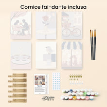 Carica l&#39;immagine nel visualizzatore di Gallery, Mini Set Dipingere con i numeri 15x20cm (6 pezzi) - Romantico Caffè