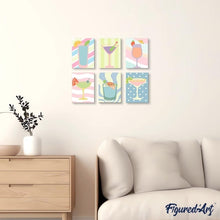 Carica l&#39;immagine nel visualizzatore di Gallery, Mini Set Dipingere con i numeri 15x20cm (6 pezzi) - Cocktail Pop Art