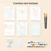 Carica l&#39;immagine nel visualizzatore di Gallery, Mini Set Dipingere con i numeri 15x20cm (6 pezzi) - Cocktail Pop Art