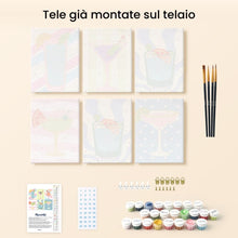 Carica l&#39;immagine nel visualizzatore di Gallery, Mini Set Dipingere con i numeri 15x20cm (6 pezzi) - Cocktail Pop Art