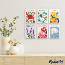 Carica l'immagine nel visualizzatore di Gallery, Mini Set Dipingere con i numeri 15x20cm (6 pezzi) - Fiori di Felicità