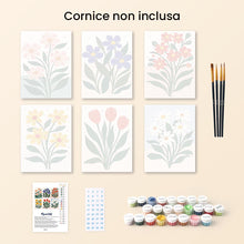 Carica l'immagine nel visualizzatore di Gallery, Mini Set Dipingere con i numeri 15x20cm (6 pezzi) - Fiori Moderni