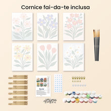 Carica l'immagine nel visualizzatore di Gallery, Mini Set Dipingere con i numeri 15x20cm (6 pezzi) - Fiori Moderni