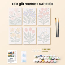 Carica l'immagine nel visualizzatore di Gallery, Mini Set Dipingere con i numeri 15x20cm (6 pezzi) - Fiori Moderni