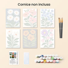 Carica l'immagine nel visualizzatore di Gallery, Mini Set Dipingere con i numeri 15x20cm (6 pezzi) - Fiori Grafici