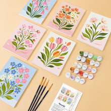 Carica l'immagine nel visualizzatore di Gallery, Mini Set Dipingere con i numeri 15x20cm (6 pezzi) - Fiori Pastello