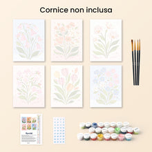 Carica l'immagine nel visualizzatore di Gallery, Mini Set Dipingere con i numeri 15x20cm (6 pezzi) - Fiori Pastello