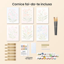 Carica l'immagine nel visualizzatore di Gallery, Mini Set Dipingere con i numeri 15x20cm (6 pezzi) - Fiori Pastello