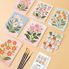 Carica l'immagine nel visualizzatore di Gallery, Mini Set Dipingere con i numeri 15x20cm (6 pezzi) - Fiori Primaverili