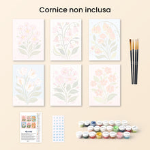 Carica l'immagine nel visualizzatore di Gallery, Mini Set Dipingere con i numeri 15x20cm (6 pezzi) - Fiori Primaverili
