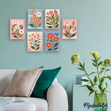 Carica l'immagine nel visualizzatore di Gallery, Mini Set Dipingere con i numeri 15x20cm (6 pezzi) - Fiori di Campo