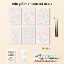 Carica l'immagine nel visualizzatore di Gallery, Mini Set Dipingere con i numeri 15x20cm (6 pezzi) - Fiori di Campo