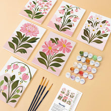 Carica l'immagine nel visualizzatore di Gallery, Mini Set Dipingere con i numeri 15x20cm (6 pezzi) - Fiori Rosa