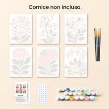 Carica l'immagine nel visualizzatore di Gallery, Mini Set Dipingere con i numeri 15x20cm (6 pezzi) - Fiori Rosa