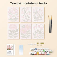 Carica l'immagine nel visualizzatore di Gallery, Mini Set Dipingere con i numeri 15x20cm (6 pezzi) - Fiori Rosa