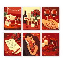 Carica l'immagine nel visualizzatore di Gallery, Mini Set Dipingere con i numeri 15x20cm (6 pezzi) - Romanticismo e Amore Figured'Art