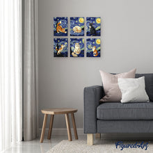 Carica l'immagine nel visualizzatore di Gallery, Mini Set Dipingere con i numeri 15x20cm (6 pezzi) - Gatti Notte Stellata