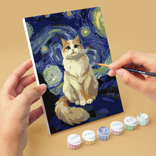 Carica l'immagine nel visualizzatore di Gallery, Mini Set Dipingere con i numeri 15x20cm (6 pezzi) - Gatti Notte Stellata