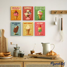 Carica l'immagine nel visualizzatore di Gallery, Mini Set Dipingere con i numeri 15x20cm (6 pezzi) - Gelati Vintage
