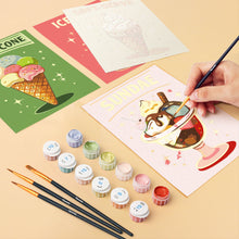 Carica l'immagine nel visualizzatore di Gallery, Mini Set Dipingere con i numeri 15x20cm (6 pezzi) - Gelati Vintage