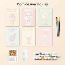 Carica l'immagine nel visualizzatore di Gallery, Mini Set Dipingere con i numeri 15x20cm (6 pezzi) - Gelati Vintage