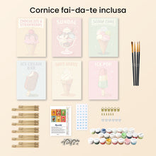 Carica l'immagine nel visualizzatore di Gallery, Mini Set Dipingere con i numeri 15x20cm (6 pezzi) - Gelati Vintage