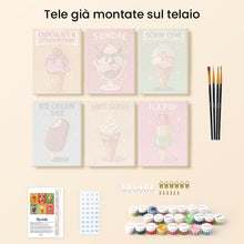 Carica l'immagine nel visualizzatore di Gallery, Mini Set Dipingere con i numeri 15x20cm (6 pezzi) - Gelati Vintage