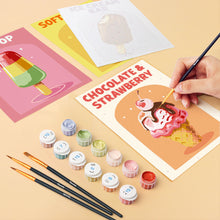 Carica l'immagine nel visualizzatore di Gallery, Mini Set Dipingere con i numeri 15x20cm (6 pezzi) - Gelati Retrò