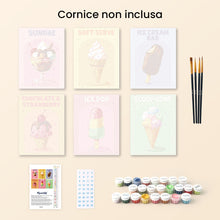 Carica l'immagine nel visualizzatore di Gallery, Mini Set Dipingere con i numeri 15x20cm (6 pezzi) - Gelati Retrò