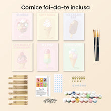Carica l'immagine nel visualizzatore di Gallery, Mini Set Dipingere con i numeri 15x20cm (6 pezzi) - Gelati Retrò