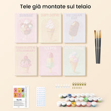 Carica l'immagine nel visualizzatore di Gallery, Mini Set Dipingere con i numeri 15x20cm (6 pezzi) - Gelati Retrò