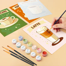 Carica l'immagine nel visualizzatore di Gallery, Mini Set Dipingere con i numeri 15x20cm (6 pezzi) - Caffè Classico