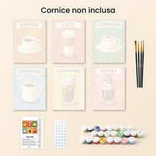 Carica l'immagine nel visualizzatore di Gallery, Mini Set Dipingere con i numeri 15x20cm (6 pezzi) - Caffè Classico