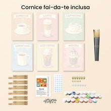 Carica l'immagine nel visualizzatore di Gallery, Mini Set Dipingere con i numeri 15x20cm (6 pezzi) - Caffè Classico