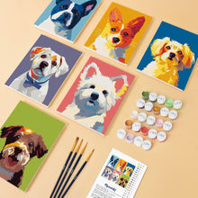 Carica l'immagine nel visualizzatore di Gallery, Mini Set Dipingere con i numeri 15x20cm (6 pezzi) - Ritratti Moderni di Cani 1