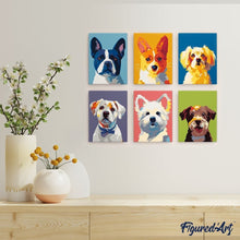 Carica l'immagine nel visualizzatore di Gallery, Mini Set Dipingere con i numeri 15x20cm (6 pezzi) - Ritratti Moderni di Cani 1