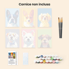Carica l'immagine nel visualizzatore di Gallery, Mini Set Dipingere con i numeri 15x20cm (6 pezzi) - Ritratti Moderni di Cani 1