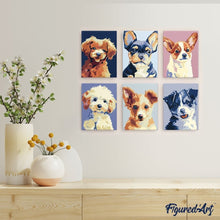 Carica l'immagine nel visualizzatore di Gallery, Mini Set Dipingere con i numeri 15x20cm (6 pezzi) - Ritratti Moderni di Cani 2