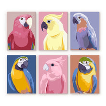 Carica l'immagine nel visualizzatore di Gallery, Mini Set Dipingere con i numeri 15x20cm (6 pezzi) - Piume Tropicali Figured'Art