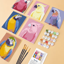 Carica l'immagine nel visualizzatore di Gallery, Mini Set Dipingere con i numeri 15x20cm (6 pezzi) - Piume Tropicali