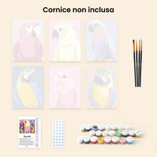 Carica l'immagine nel visualizzatore di Gallery, Mini Set Dipingere con i numeri 15x20cm (6 pezzi) - Piume Tropicali