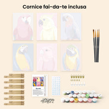 Carica l'immagine nel visualizzatore di Gallery, Mini Set Dipingere con i numeri 15x20cm (6 pezzi) - Piume Tropicali