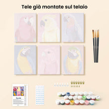 Carica l'immagine nel visualizzatore di Gallery, Mini Set Dipingere con i numeri 15x20cm (6 pezzi) - Piume Tropicali