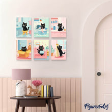 Carica l'immagine nel visualizzatore di Gallery, Mini Set Dipingere con i numeri 15x20cm (6 pezzi) - Gattino a Casa