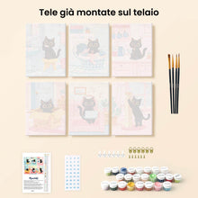Carica l'immagine nel visualizzatore di Gallery, Mini Set Dipingere con i numeri 15x20cm (6 pezzi) - Gattino a Casa