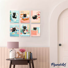 Carica l'immagine nel visualizzatore di Gallery, Mini Set Dipingere con i numeri 15x20cm (6 pezzi) - Gattino Giocherellone
