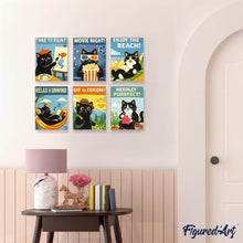 Carica l'immagine nel visualizzatore di Gallery, Mini Set Dipingere con i numeri 15x20cm (6 pezzi) - Vita da Gatto
