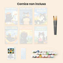 Carica l'immagine nel visualizzatore di Gallery, Mini Set Dipingere con i numeri 15x20cm (6 pezzi) - Vita da Gatto