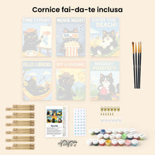 Carica l'immagine nel visualizzatore di Gallery, Mini Set Dipingere con i numeri 15x20cm (6 pezzi) - Vita da Gatto
